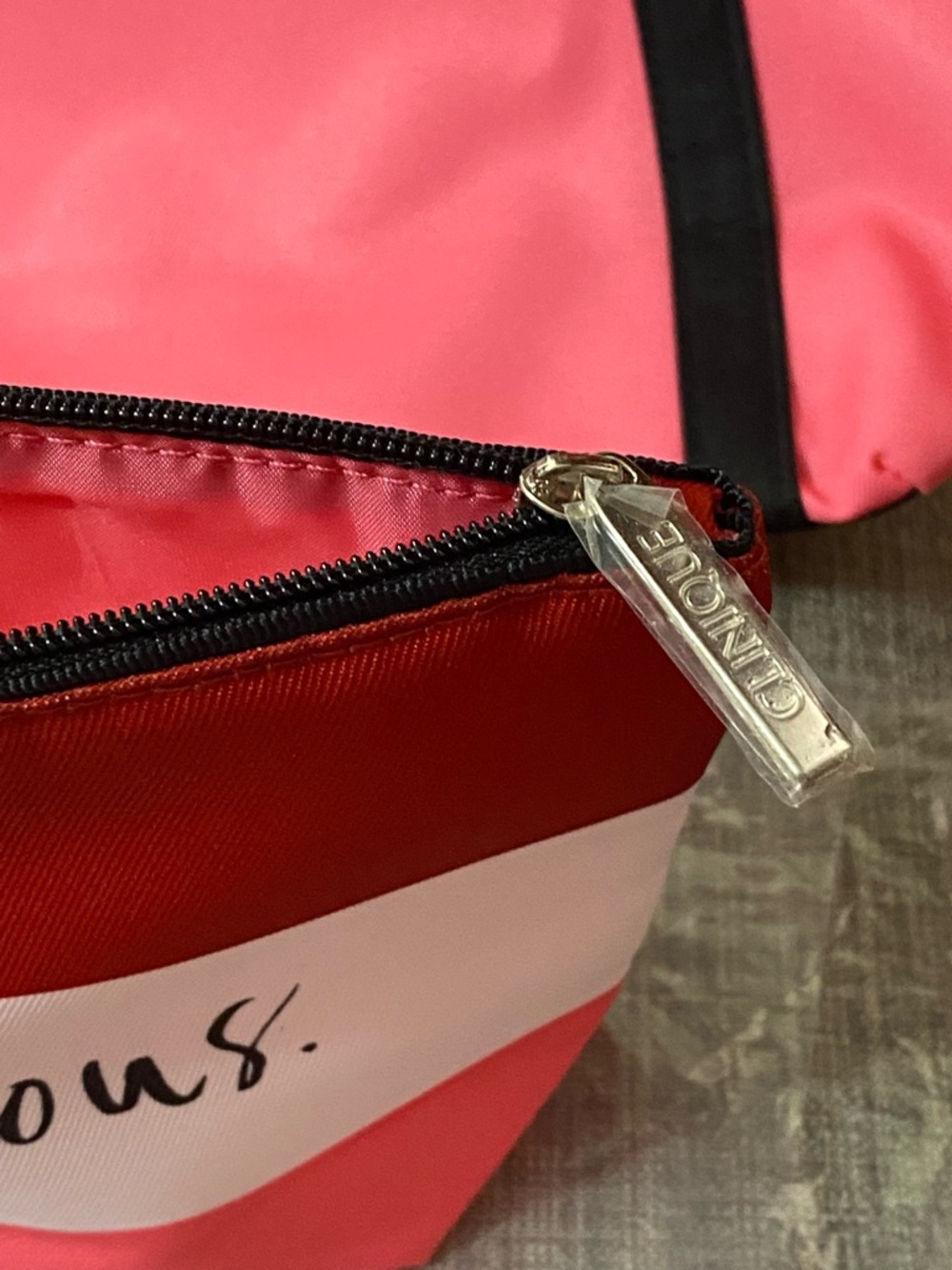 Clinique x Kate Spade Pink & Red Stripe 'Hello, Gorgeous' Tote and Pouch Set - Picture 2 of 7
